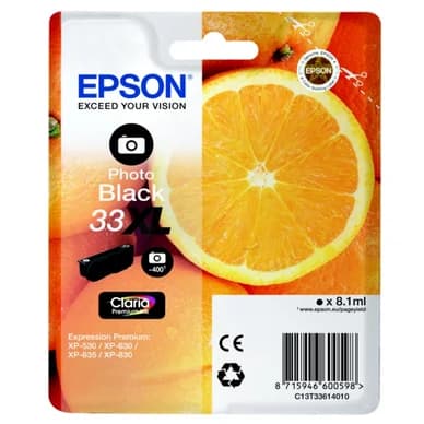 Epson Epson 33XL Mustepatruuna musta foto T3361 Vastaa: N/A – Epson