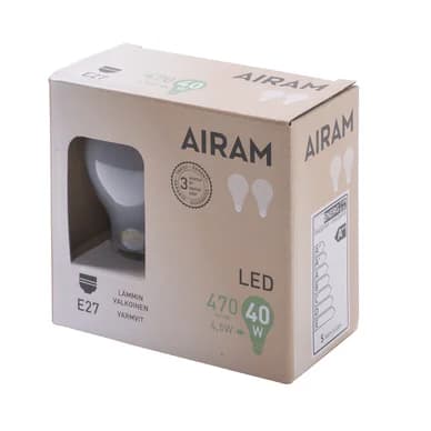 AIRAM Airam LED A60 4,5W/827 E27 2-pakkaus 4713769 Vastaa: N/A – Airam