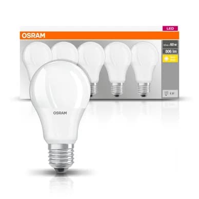 OSRAM LED-lamppu E27 8,5 W 2700 K 806 lumenia 5 kpl/pkt 4058075090484 Vastaa: N/A – Osram