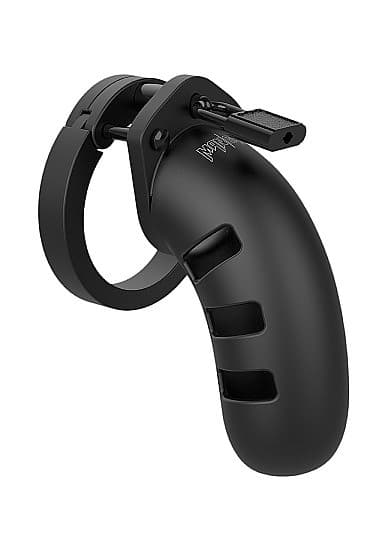 Model 21 - Chastity - 13 cm - Black Silicone Cock Cage – Shots