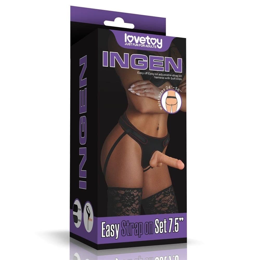 Easy Strapon Setti 20 cm - realistinen, säädettävä ja mukava hihnasarja – Lovetoy