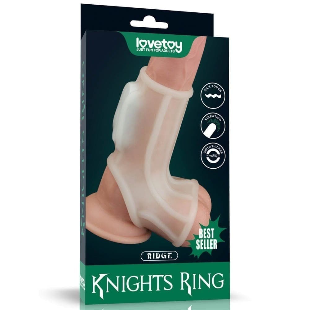 Vibrating Silk Knights Ring with Scrotum Sleeve II - penisrengas
