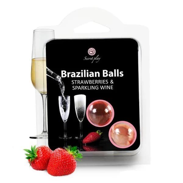 Brazilian Balls Mansikka &amp; Kuohuviini – Sulavat Hierontakuulat (2 kpl)
