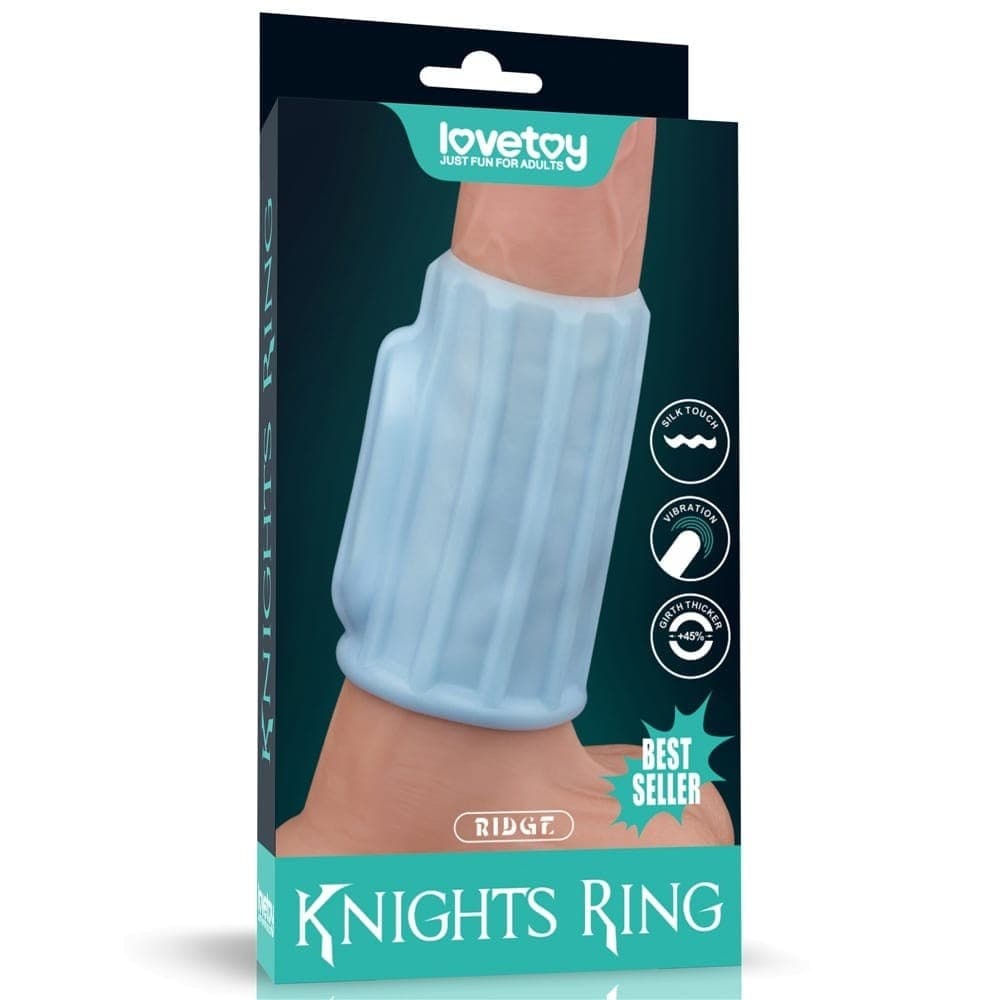 Lovetoy Ridge Knight värisevä penisholkki, vaaleansininen