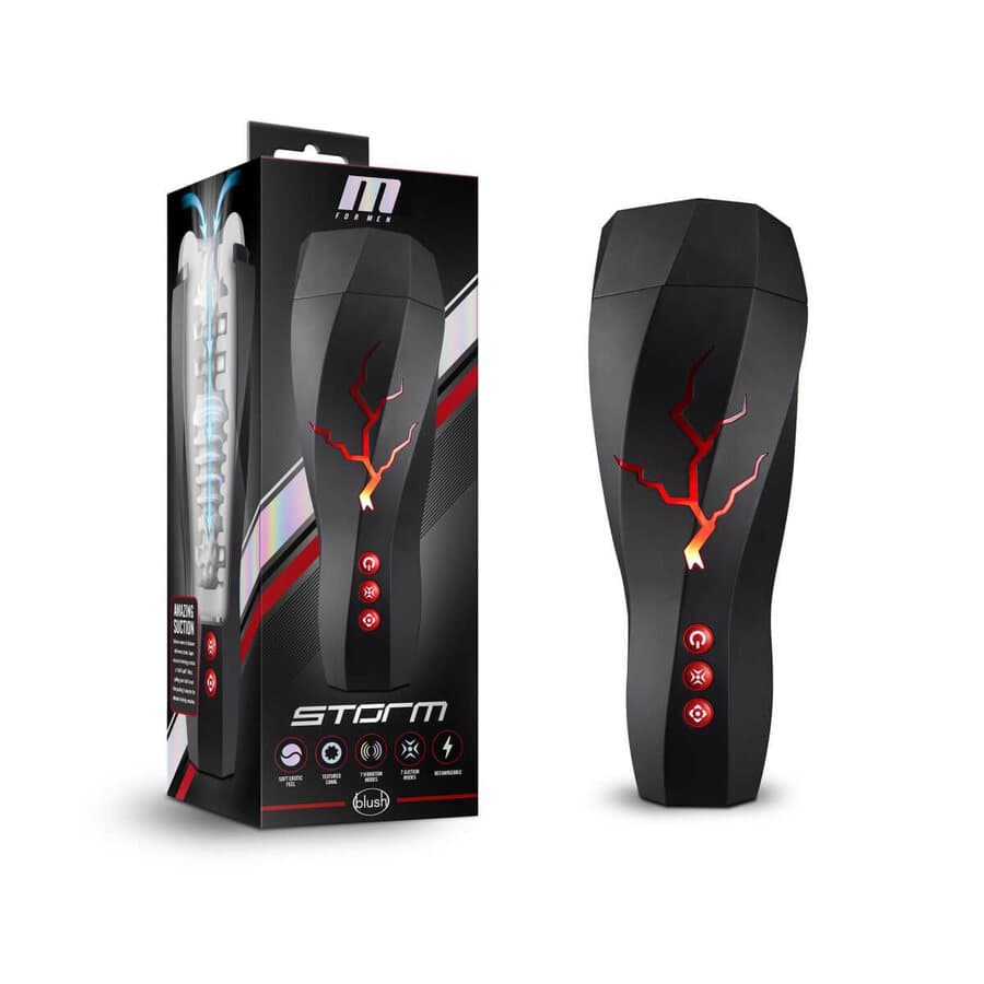 Blush Novelties Storm Imutoiminnolla Varustettu Ladattava Masturbaattori – Värinä & Äänitehosteet – Blush Novelties