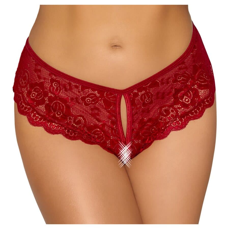 Cottelli Lingerie Punaiset Seksikkäät Pitsiset Avopikkuhousut – Cottelli Lingerie