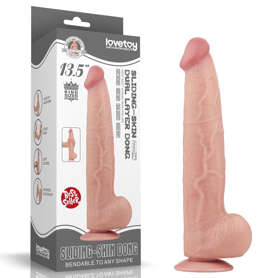 Lovetoy Dildo Sliding Skin Dual Layer Dong 34.2 cm