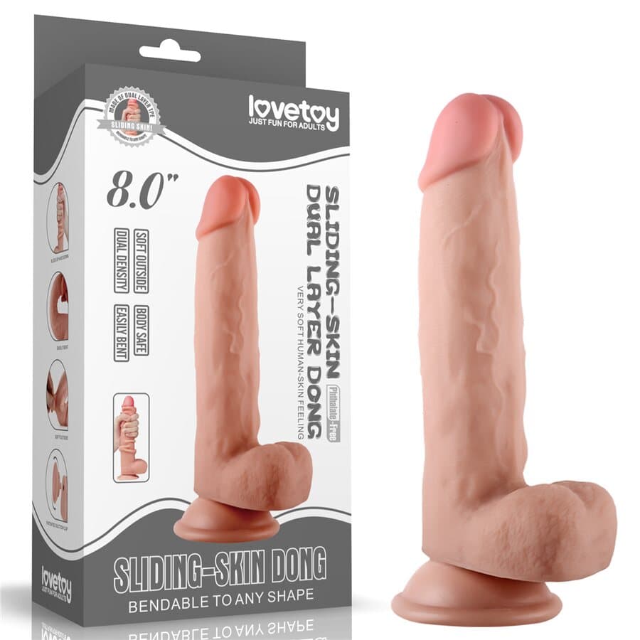 Lovetoy Dildo Sliding Skin Dual Layer Dong 20 cm