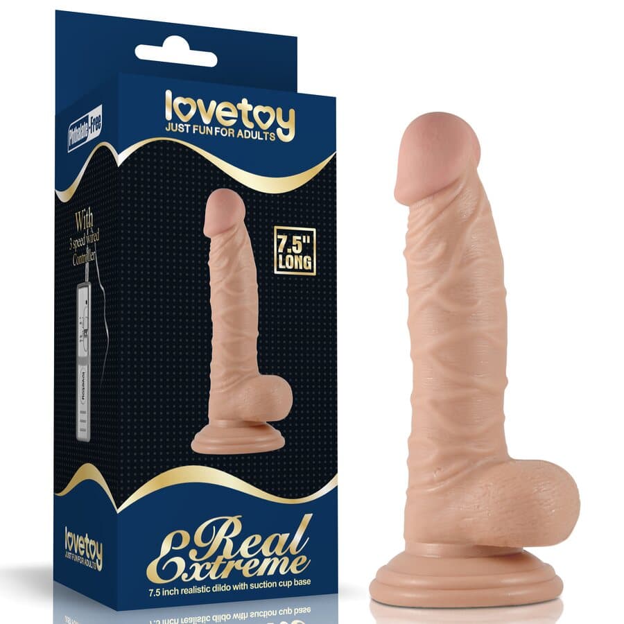 Lovetoy Real Extreme 7,5” – realistinen dildo imukupilla (PVC, ftalaatiton) – Lovetoy