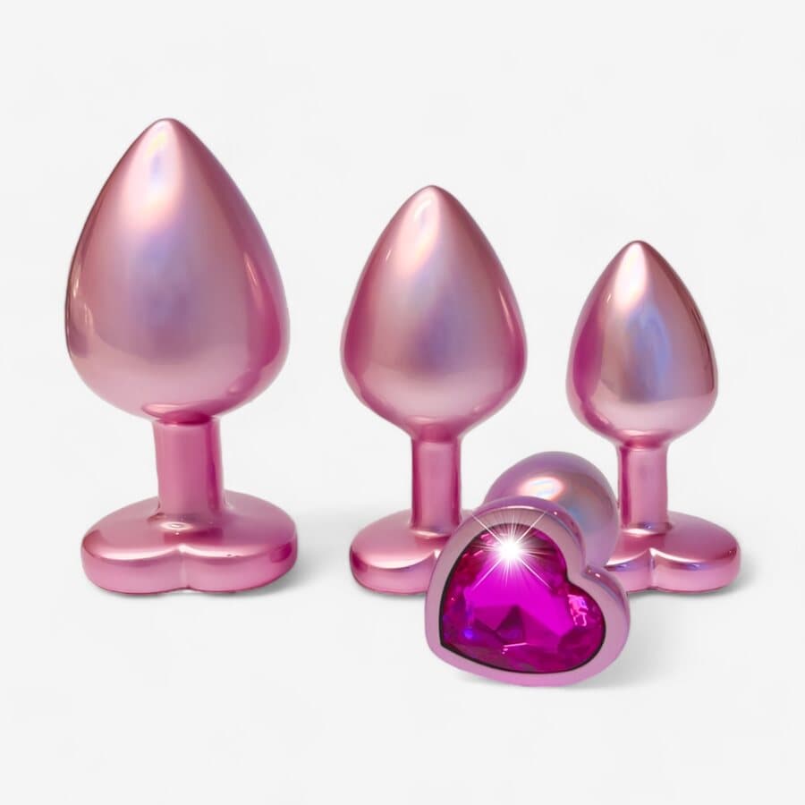 Dream Toys Gleaming Love Pearl Pink Plug Set – Sydänkristalli Anaalitappisetti 3 kpl (S–M–L) – Dream Toys