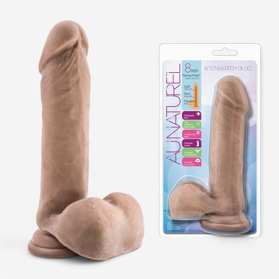 Blush Novelties Au Naturel – Realistinen Dildo 20 cm Sensa Feel® Imukupilla ja Kiveksillä – Blush Novelties