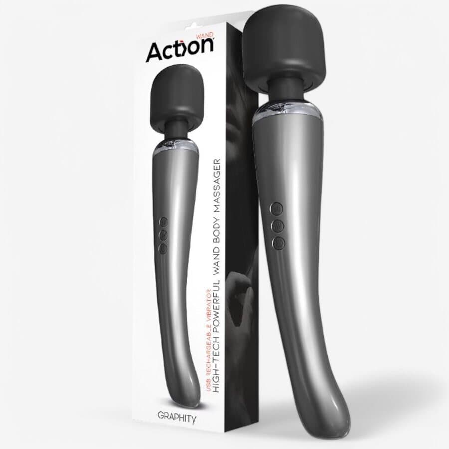 Action Graphity High Tech WandKoe tehokas ja hiljainen wand-vibraattori 20 värinäohjelmalla! – Action