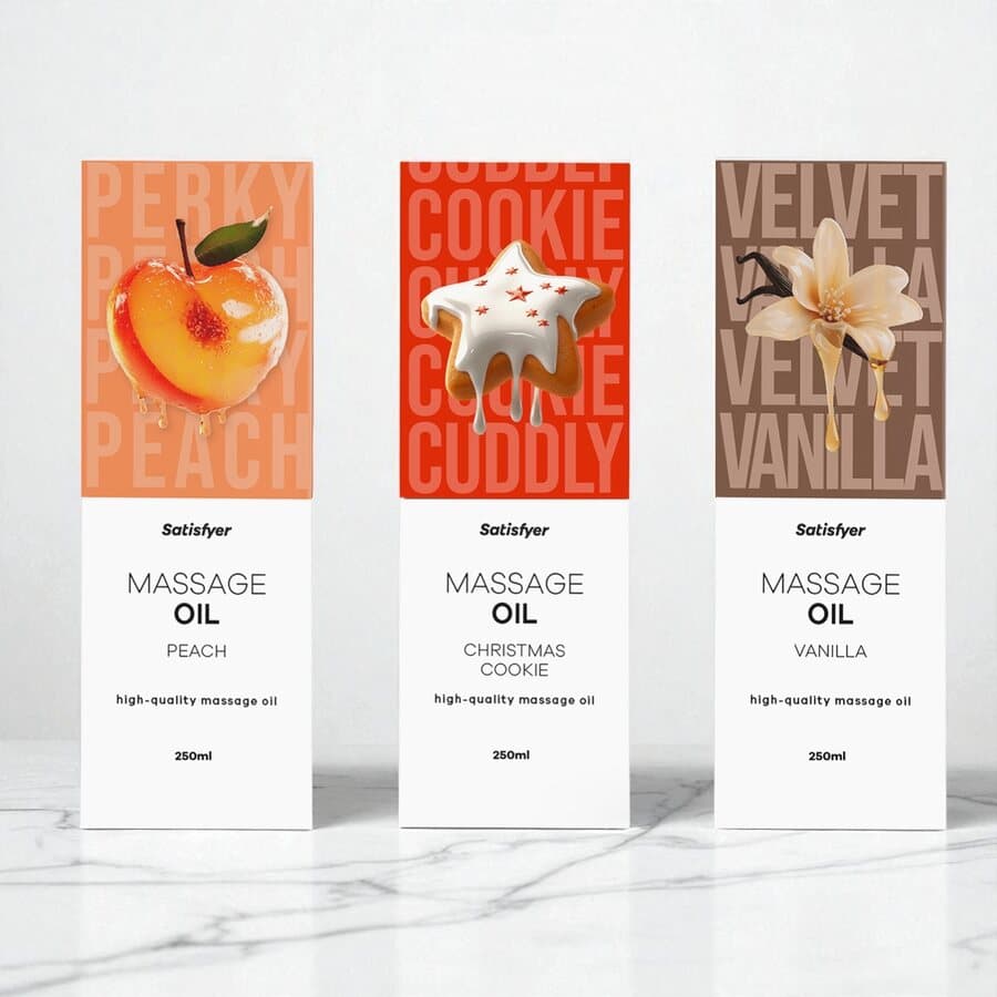 Satisfyer Premium Hierontaöljy – Valittavat tuoksut, 250 ml – Satisfyer