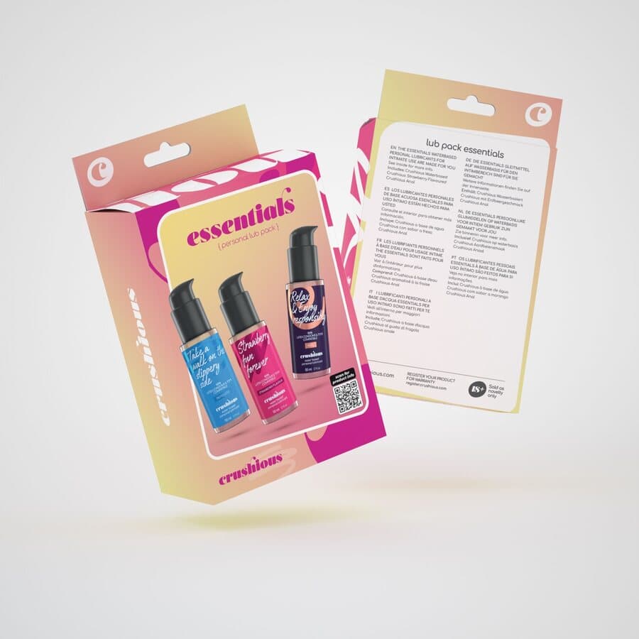 Crushious Essentials Liukuvoidepakkaus – Vesipohjainen, Mansikka & Anal (3 x 50 ml) – Crushious