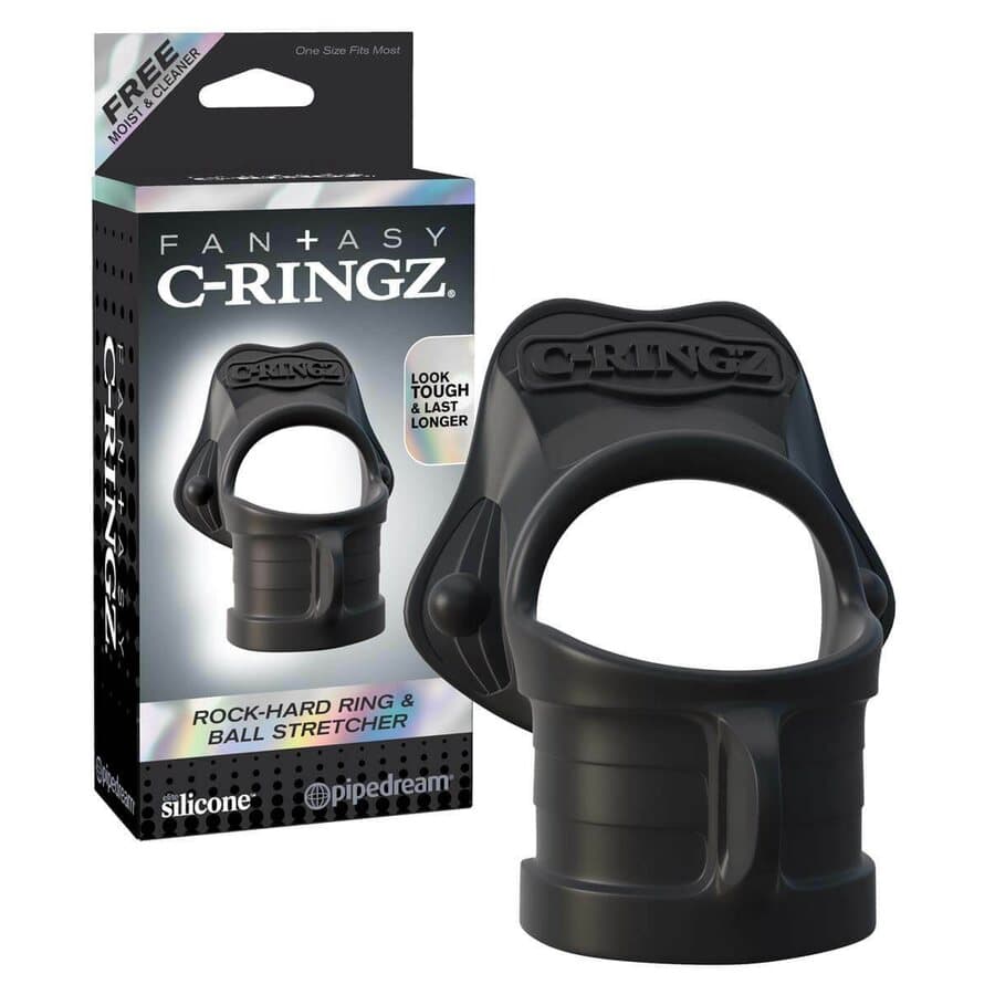 Pipedream Rock Hard Ring & Ball Stretcher Musta – Pipedream