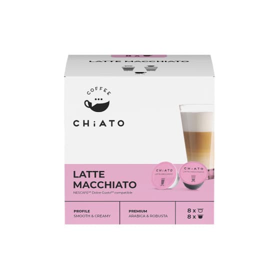 NESCAFÉ® Dolce Gusto® -koneisiin sopivat kahvikapselit CHiATO Latte Macchiato, 8+8 kpl. – Chiato