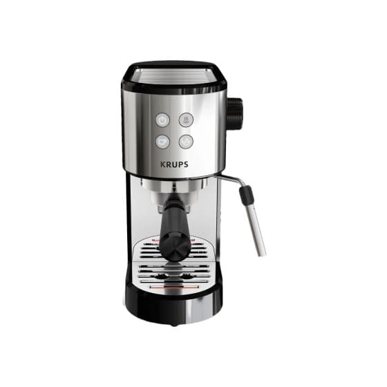 Krups Virtuoso Essential XP4418 espressokeitin – musta/hopea, käytetty