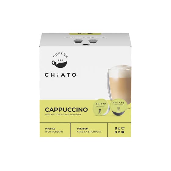 NESCAFÉ® Dolce Gusto® -koneisiin sopivat kahvikapselit CHiATO Cappuccino, 8+8 kpl. – Chiato