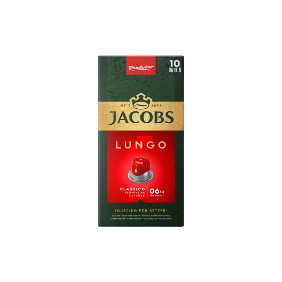 JACOBS Lungo 6 Classico kahvikapselit Nespresso®-kahvikoneisiin, 10 kpl.
