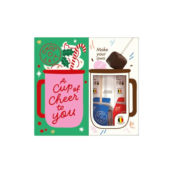 Lahjapakkaus kuumaa suklaata MoMe Choc-o-lait Original XMAS (4 tikkuja + muki)