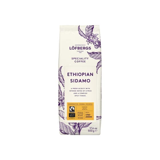 Luomu kahvipavut Löfbergs Ethiopian Sidamo Fairtrade, 500 g