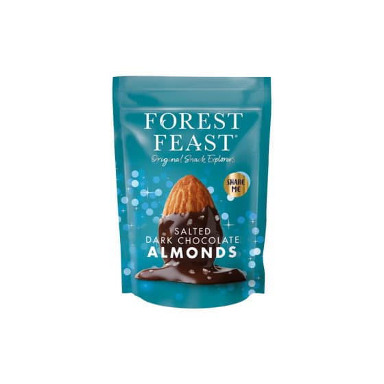 Forest Feast tummalla suklaalla kuorrutetut suolatut mantelit, 270 g – Forest Feast