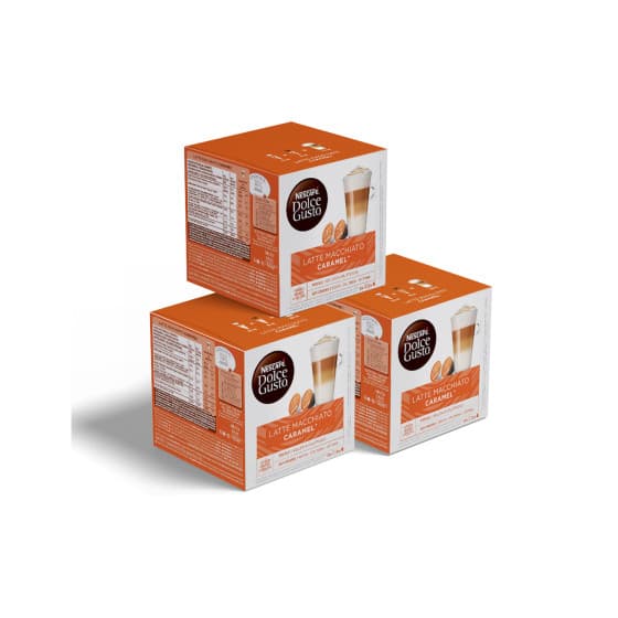 Kahvikapselisarja NESCAFÉ® Dolce Gusto® Caramel Latte Macchiato, 3 x 8+8 kpl.