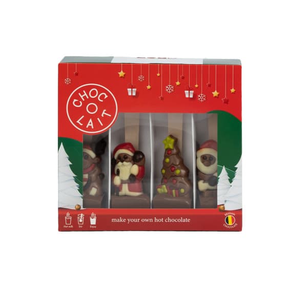 Jouluinen kaakao-lahjasetti MoMe Choc-o-lait Spoon+ Christmas, 4 x 43 g