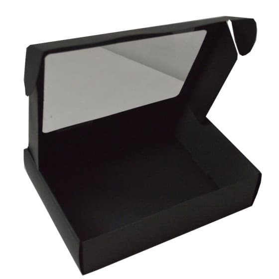 Musta lahjalaatikko ikkunalla, 305 x 215 x 80 mm