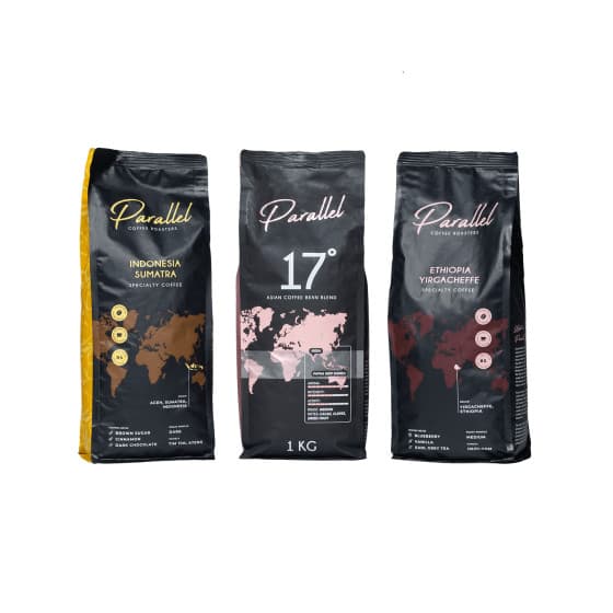 Kahvipapusetti Parallel Asia &amp; Africa, 3 x 1 kg