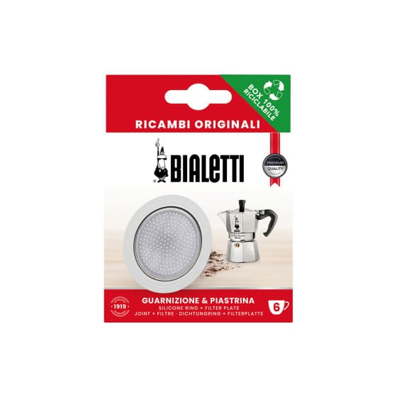 Bialetti tiiviste ja suodatinkori induktioliedelle sopiviin 6 kupin mutteripannuihin – Bialetti