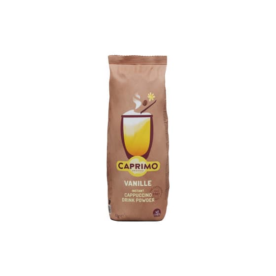 Vaniljanmakuinen kaakaopohjainen cappuccino-pikakahvi Caprimo Cappuccino Vanilla Less Sugar, 1 kg