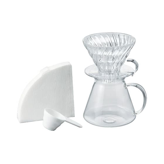 Hario V60 lasinen kahvinvalmistussetti