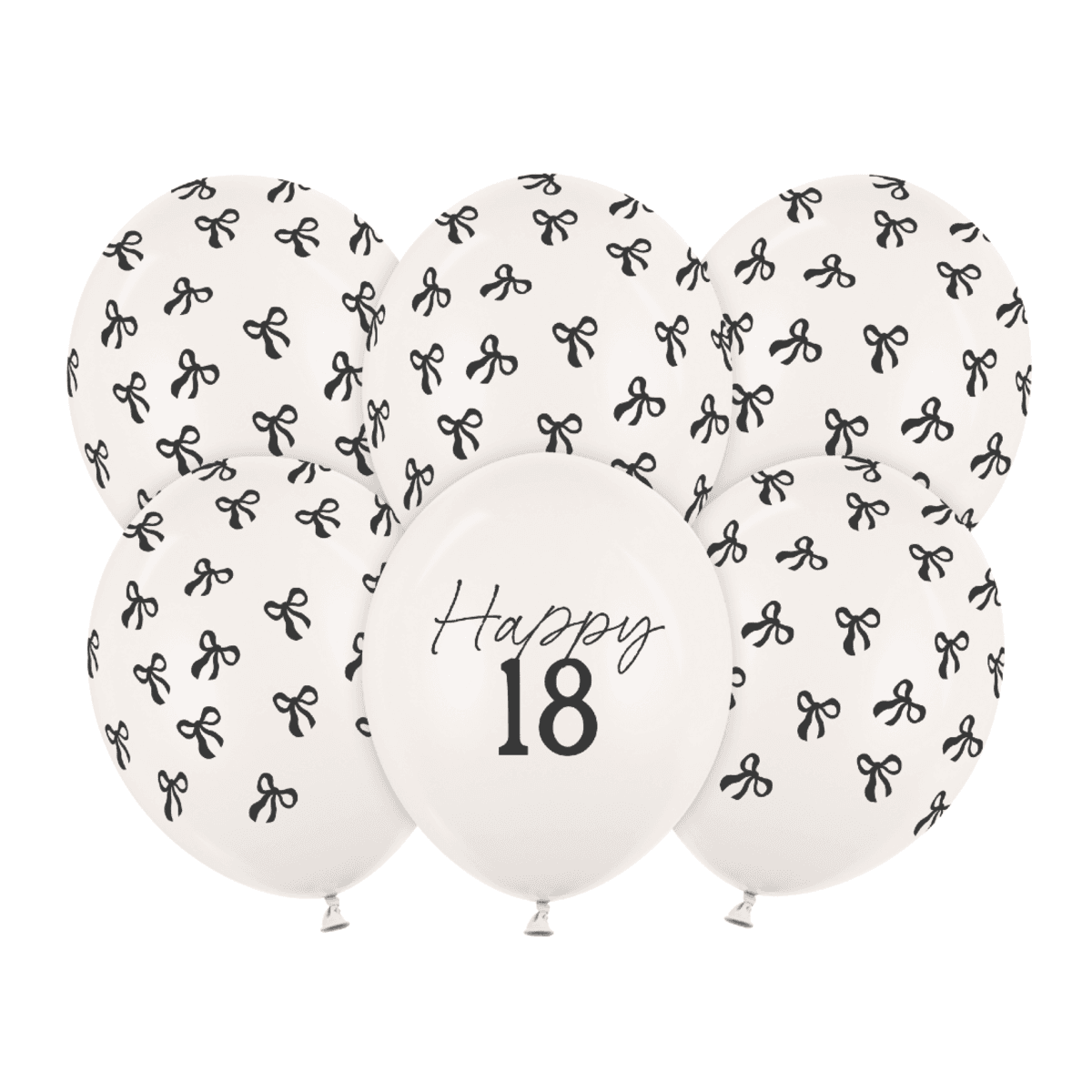 Ilmapallot - Happy 18, Pastelli Valkoinen, 30 cm, 6 kpl