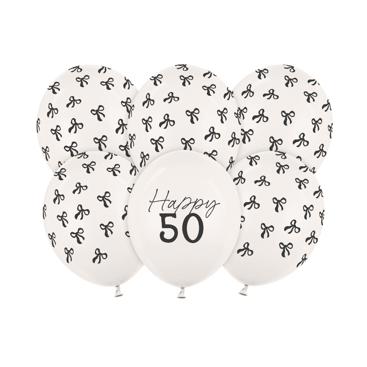 Ilmapallot - Happy 50, Pastelli Valkoinen, 30 cm, 6 kpl