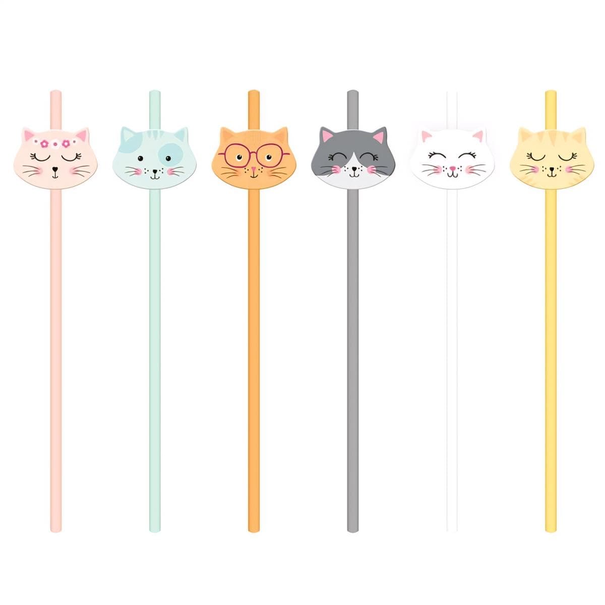 Juomapillit - Kissat Pastelli, 19,5 cm, 6 kpl
