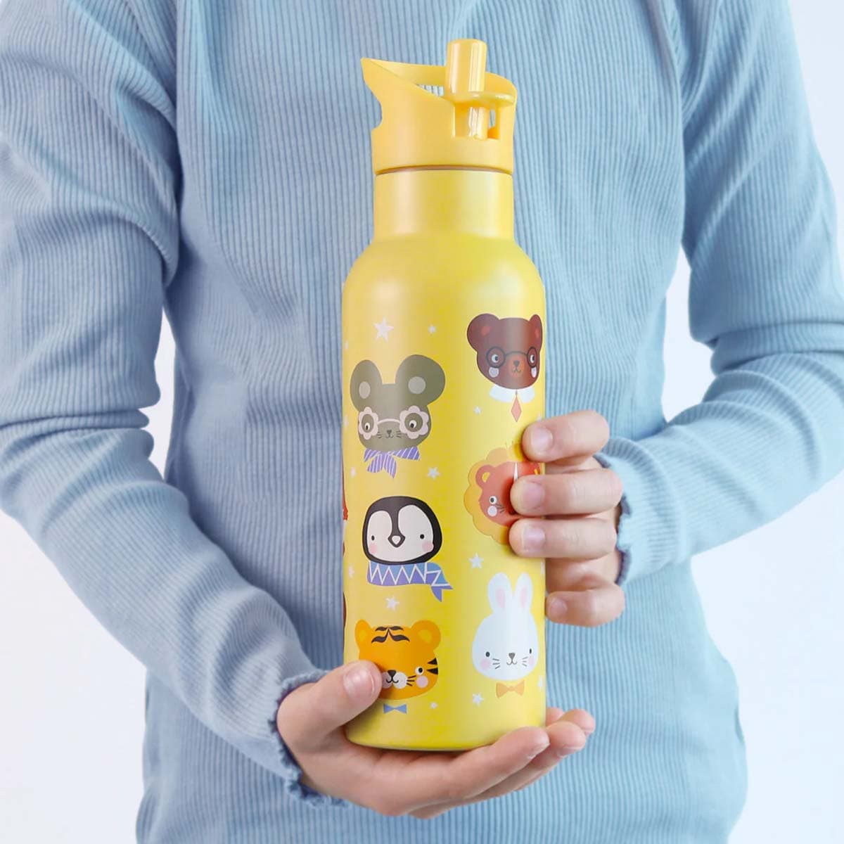 XL Juomapullo – Eläinystävät, keltainen, ruostumatonta terästä (500 ml) – A Little Lovely Company