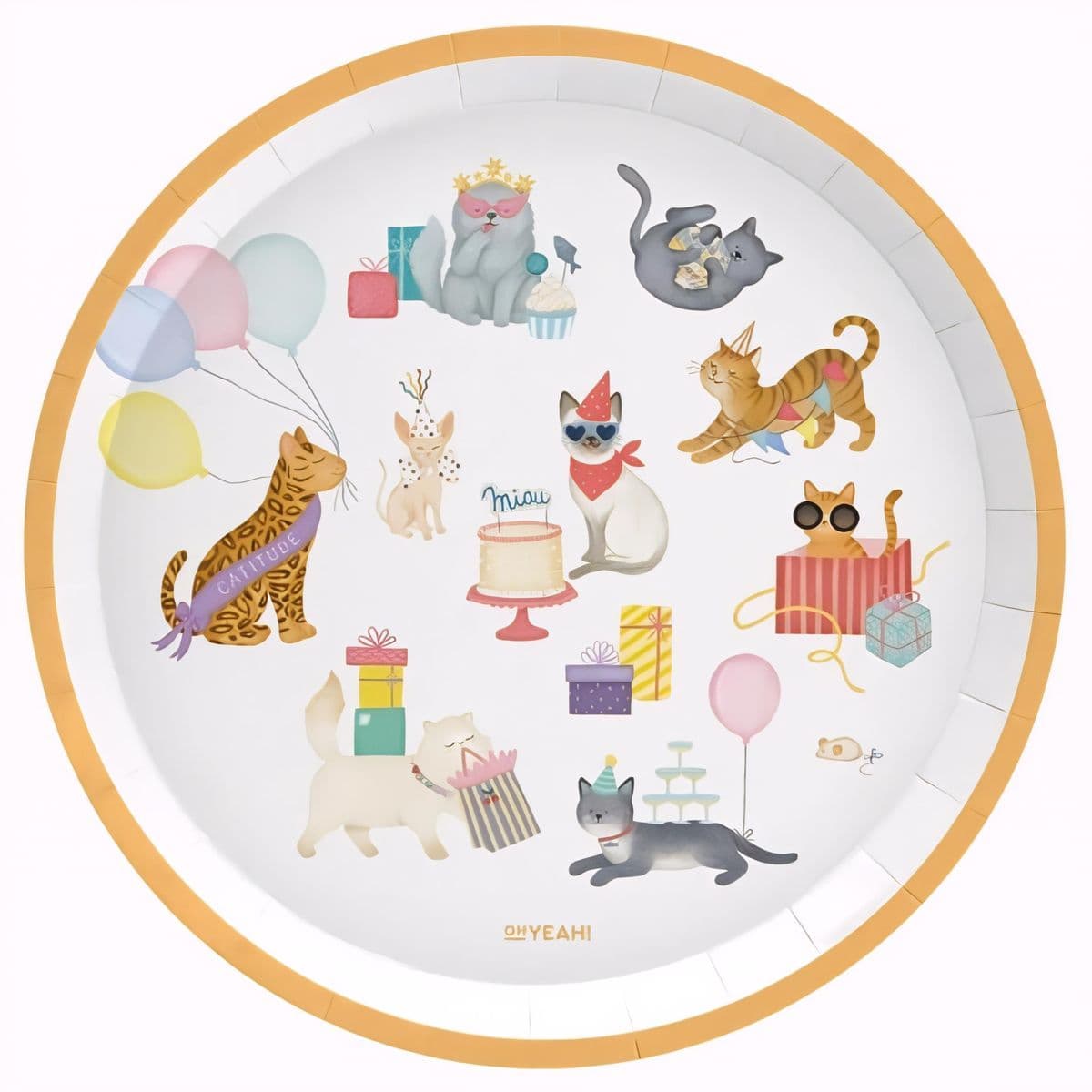 Pahvilautaset- Kissajuhlat, Ø 23 cm, 6 kpl