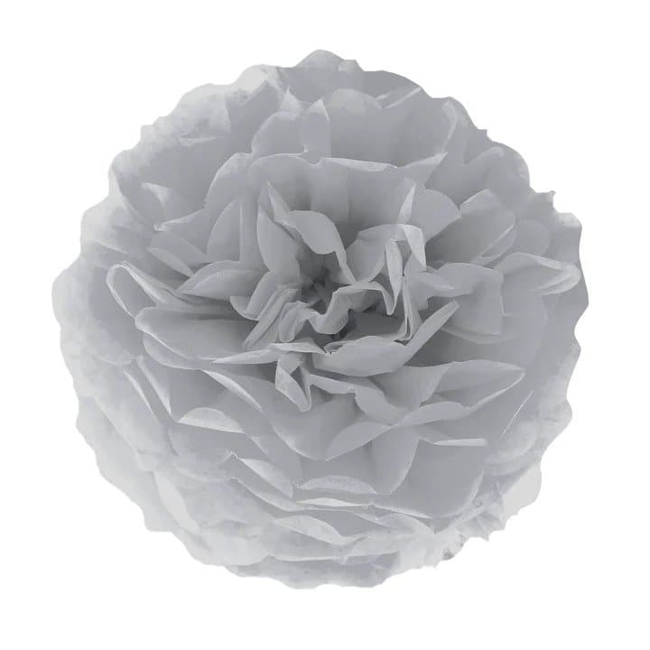 Pom pom -  Harmaa/hopea-35 cm