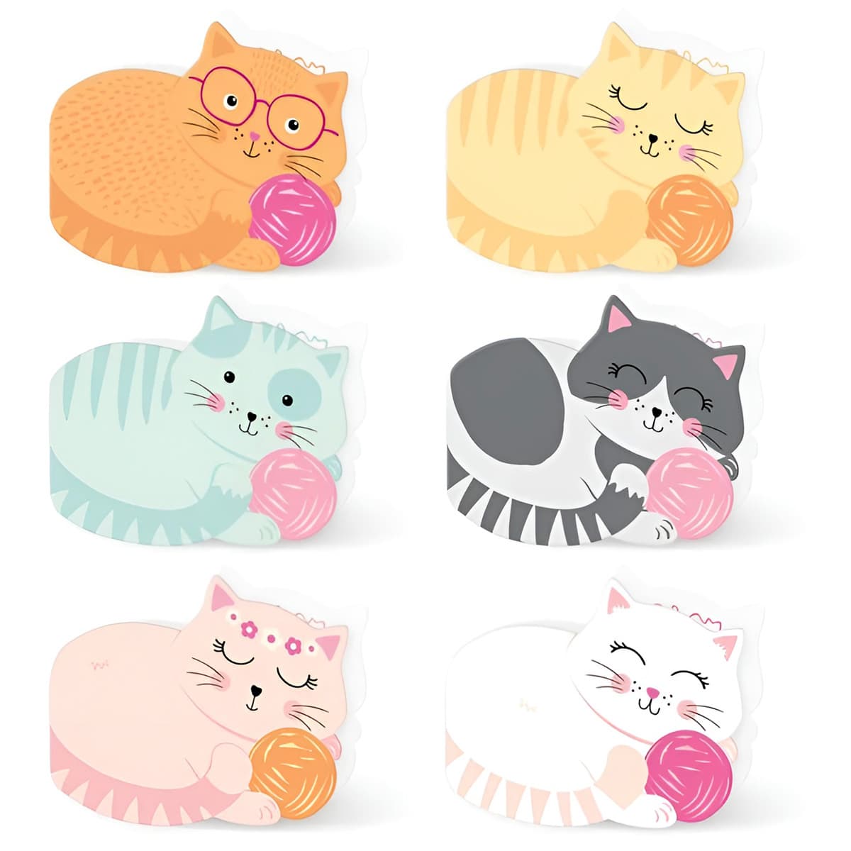 Kutsukortti & Kirjekuori - Kissat Pastelli, 6kpl