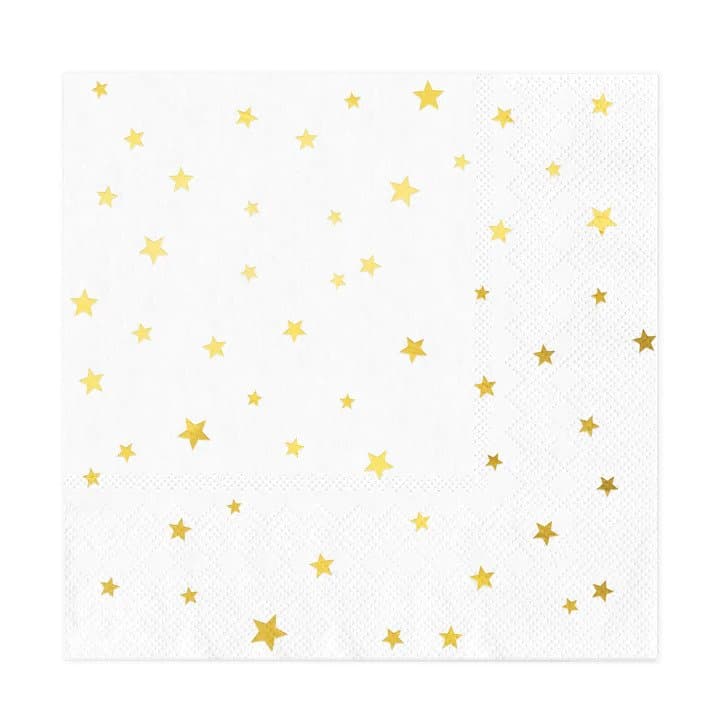 Lautasliinat - Valkoinen, Kultaiset tähdet, 10kpl