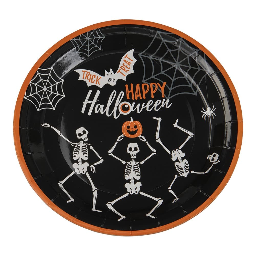 Halloween Pahvilautaset - Luurangot, 23cm, 8kpl