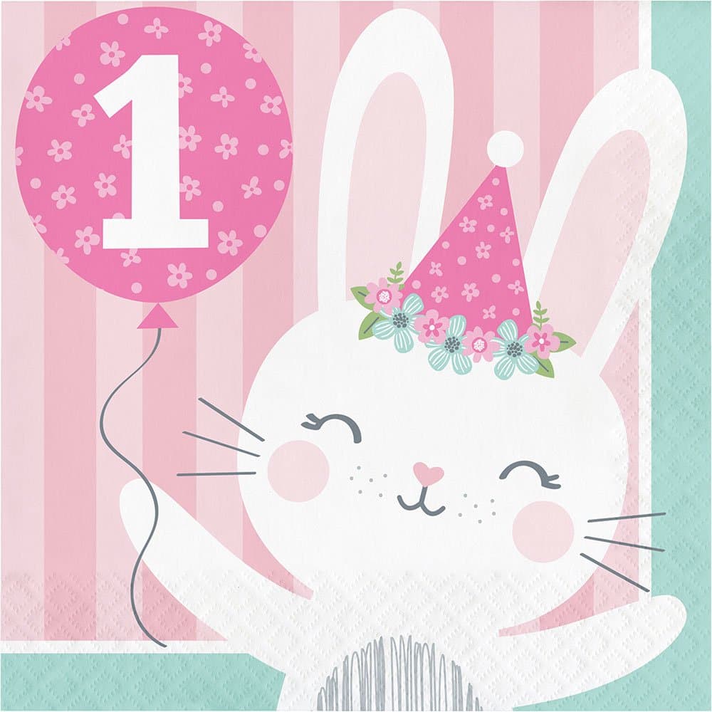 1st Birthday Bunny Lautasliinat, 16kpl