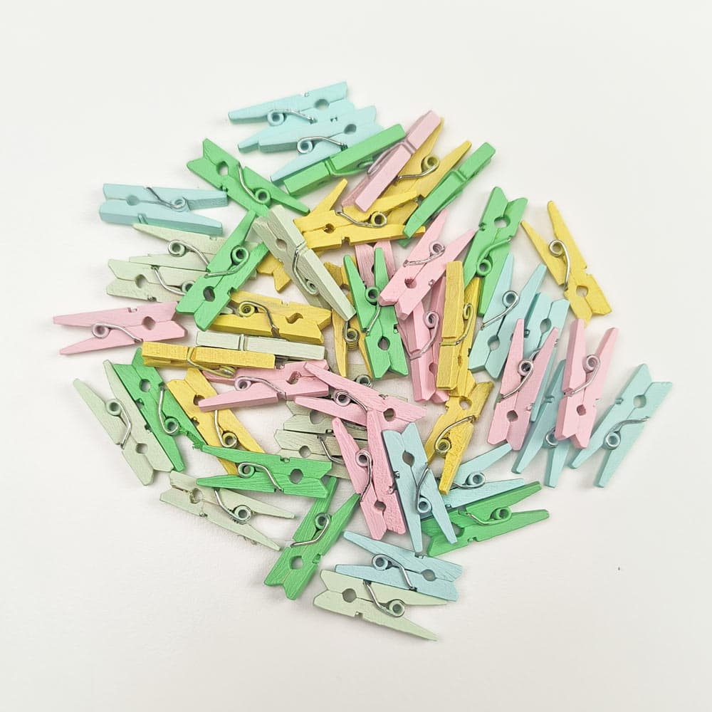 Pienet puiset pyykkipojat - Pastellilajitelma, 50kpl