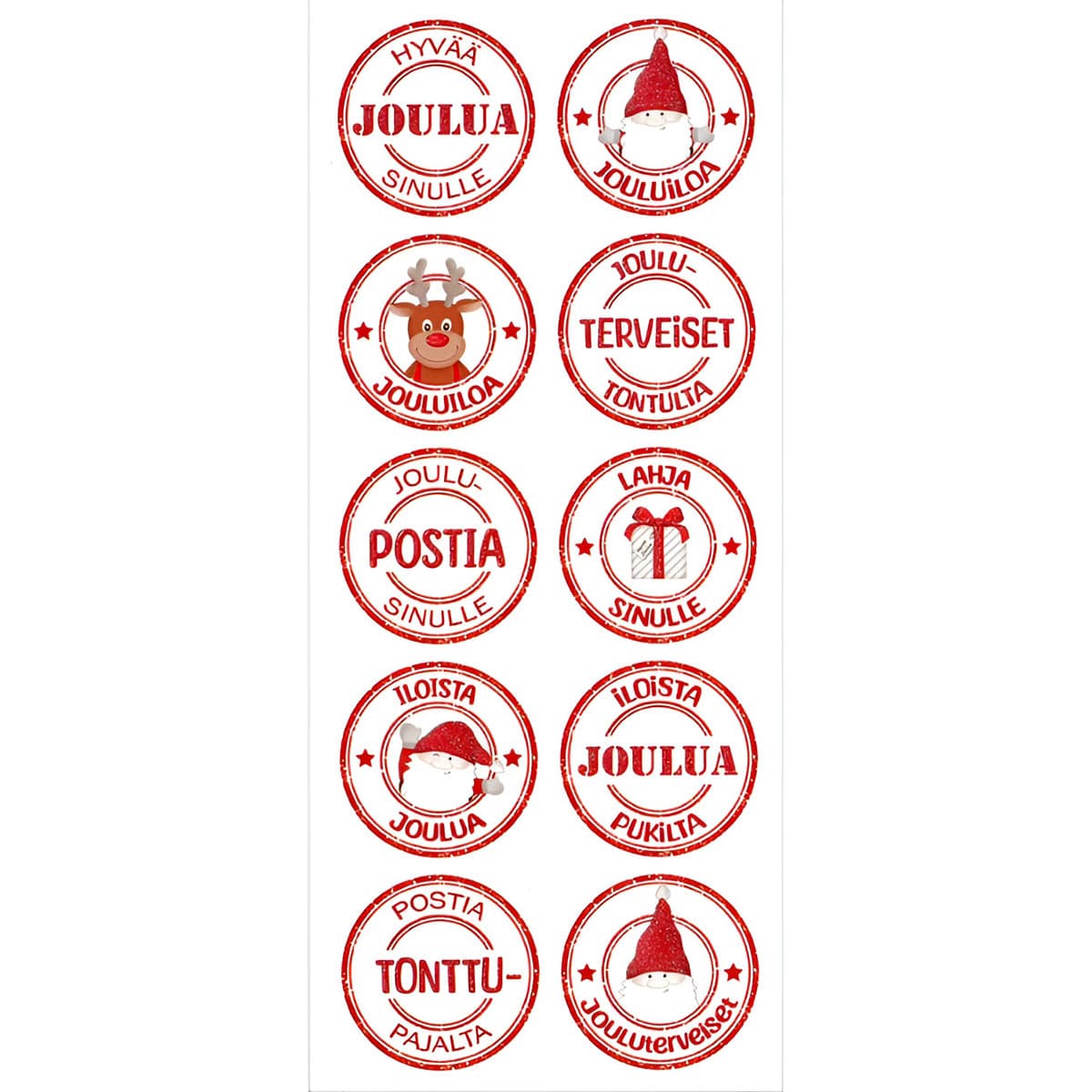 Pyöreät tarrat - Joululeimasin tekstillä