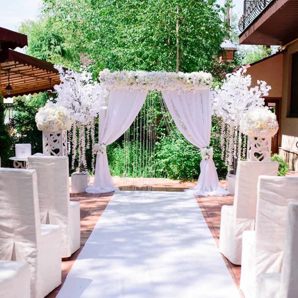 Valkoinen pitkä matto - Kuitukangas, 1x15 m