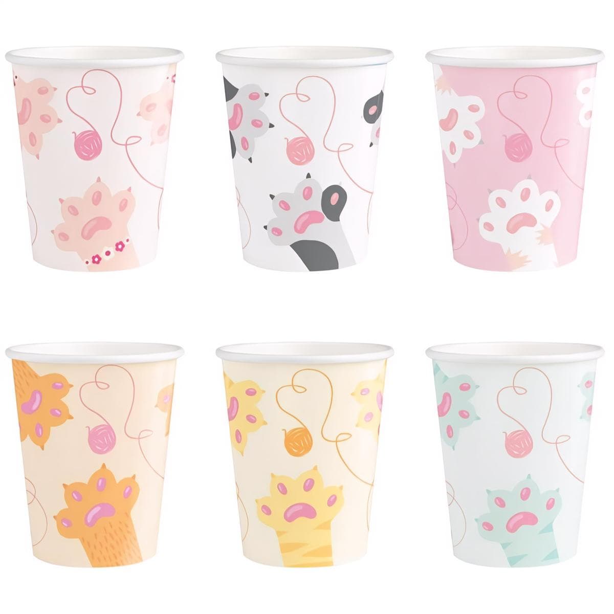 Pahvimukit - Kissat Pastelli, 220 ml, 6 kpl