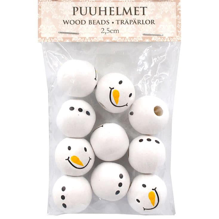 Puuhelmet - Lumiukko, 2,5cm, 10kpl