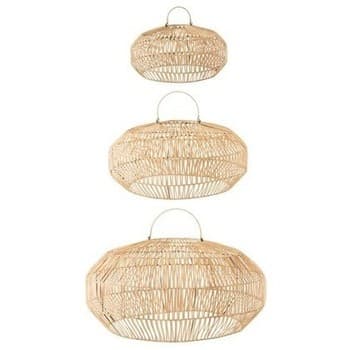 Lampunvarjostimet ja lampunjalat J-line  S/3 ABAT-JOUR ROTIN NATUREL (78.5x78.5x39cm)  Yksi Koko – J-line