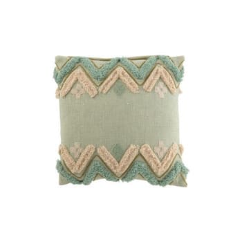 Tyynyt J-line  COUSSIN ZIGZAG CARRE COT BLEU (45x45x45cm)  45x45 cm